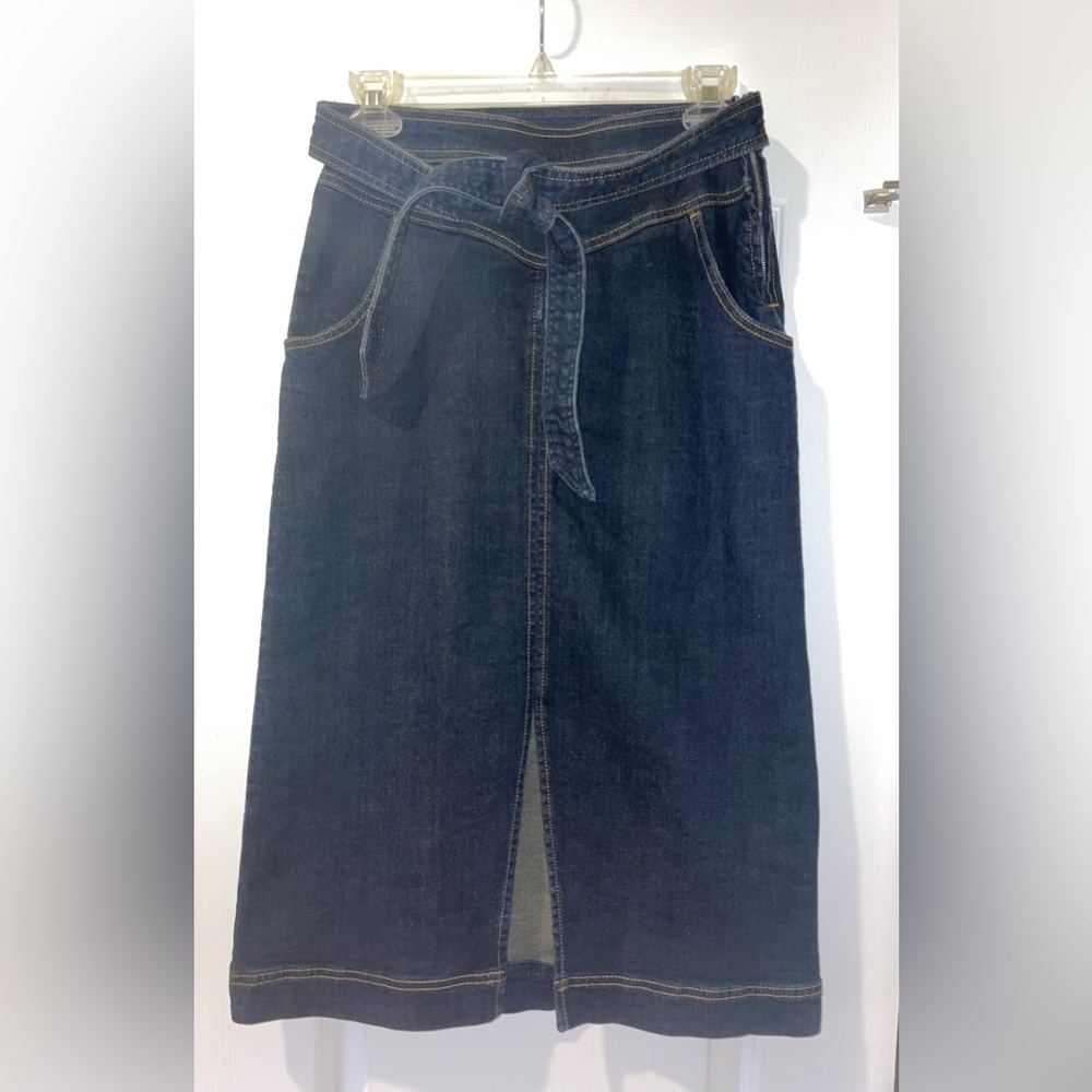 Free People Denim Belted Skirt